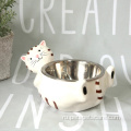 Симпатичная миска для кормления домашних животных Керамическая кошачья чаша